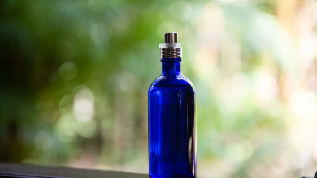 blue hydrosol bottle